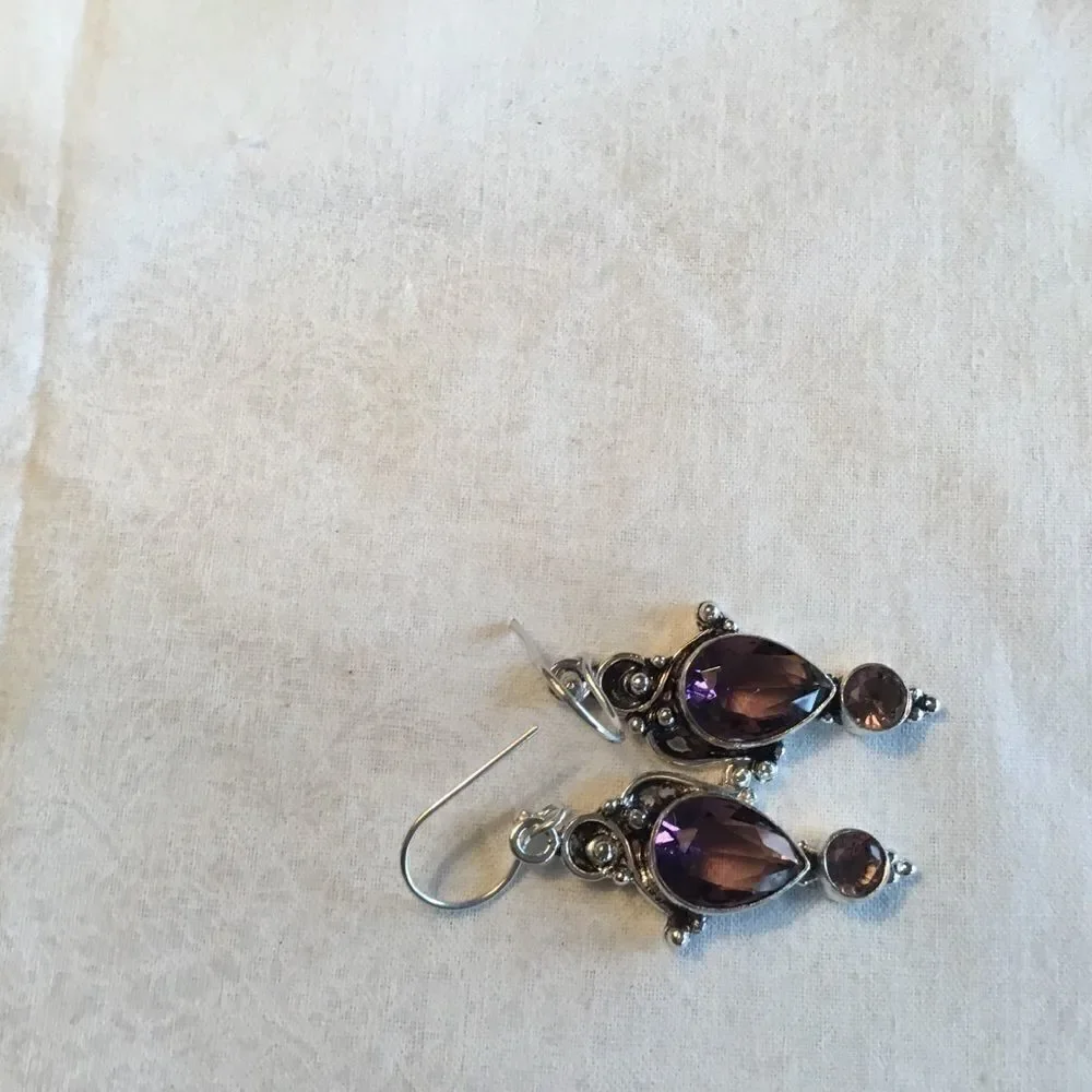 NWOT. Sterling Silver Amethyst Earrings